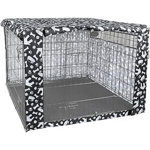 HiCaptain Dog Crate Cover Black Gray Polyester Blend Fits 36" Kennel Crate